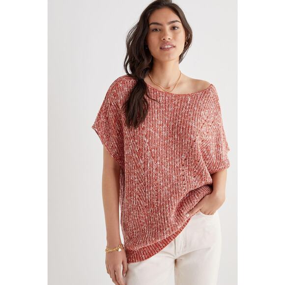 New Anthropologie Pilcro Knit Tunic Pullover $118 X-SMALL Red Open back - Picture 1 of 3